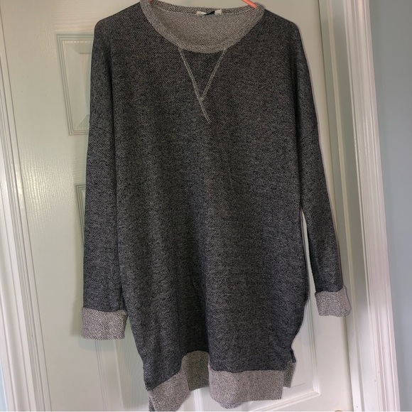 **donating 4/19. Boutique women’s dress or tunic;grey with suede elbow pads. - Picture 2 of 12